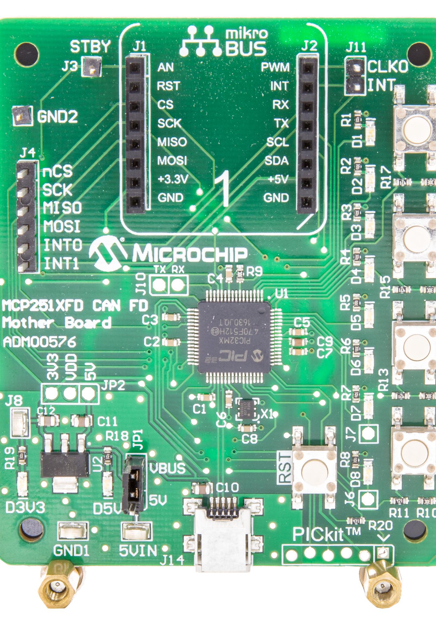 ADM00576 CAN FD MOTHER BOARD, INTERFACE MICROCHIP
