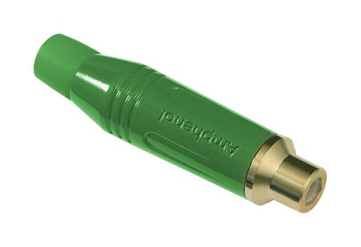 ACJR-GRN RCA CONNECTOR, JACK, 2POS, 13.8MM, GREEN AMPHENOL