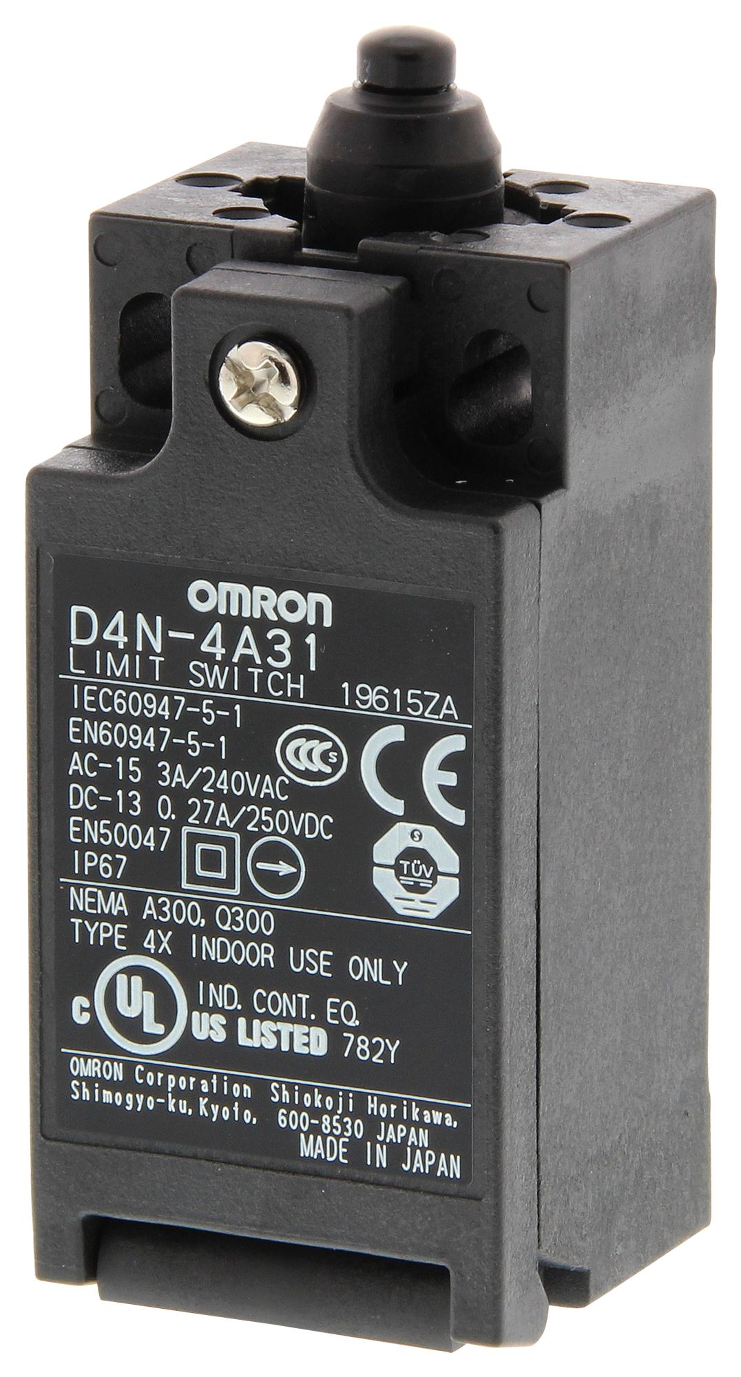 D4N1131 LIMIT SWITCH, SPST-NC/NO, 240VAC, 3A OMRON