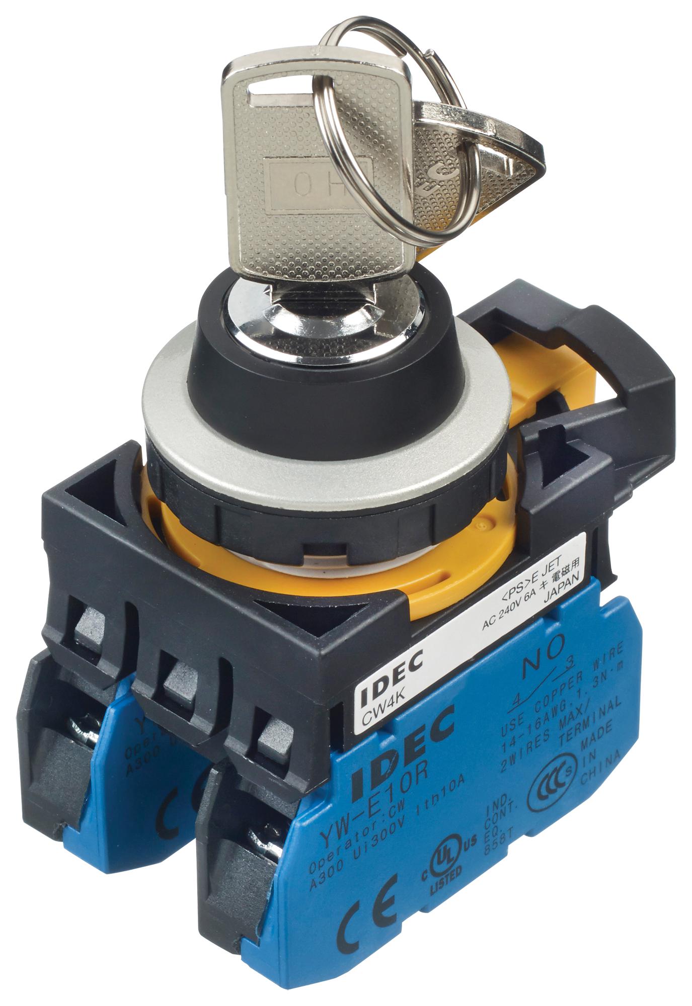 CW4K-2AE20 KEYLOCK SW, DPST-NO, 2 POS, 10A, 300VAC IDEC