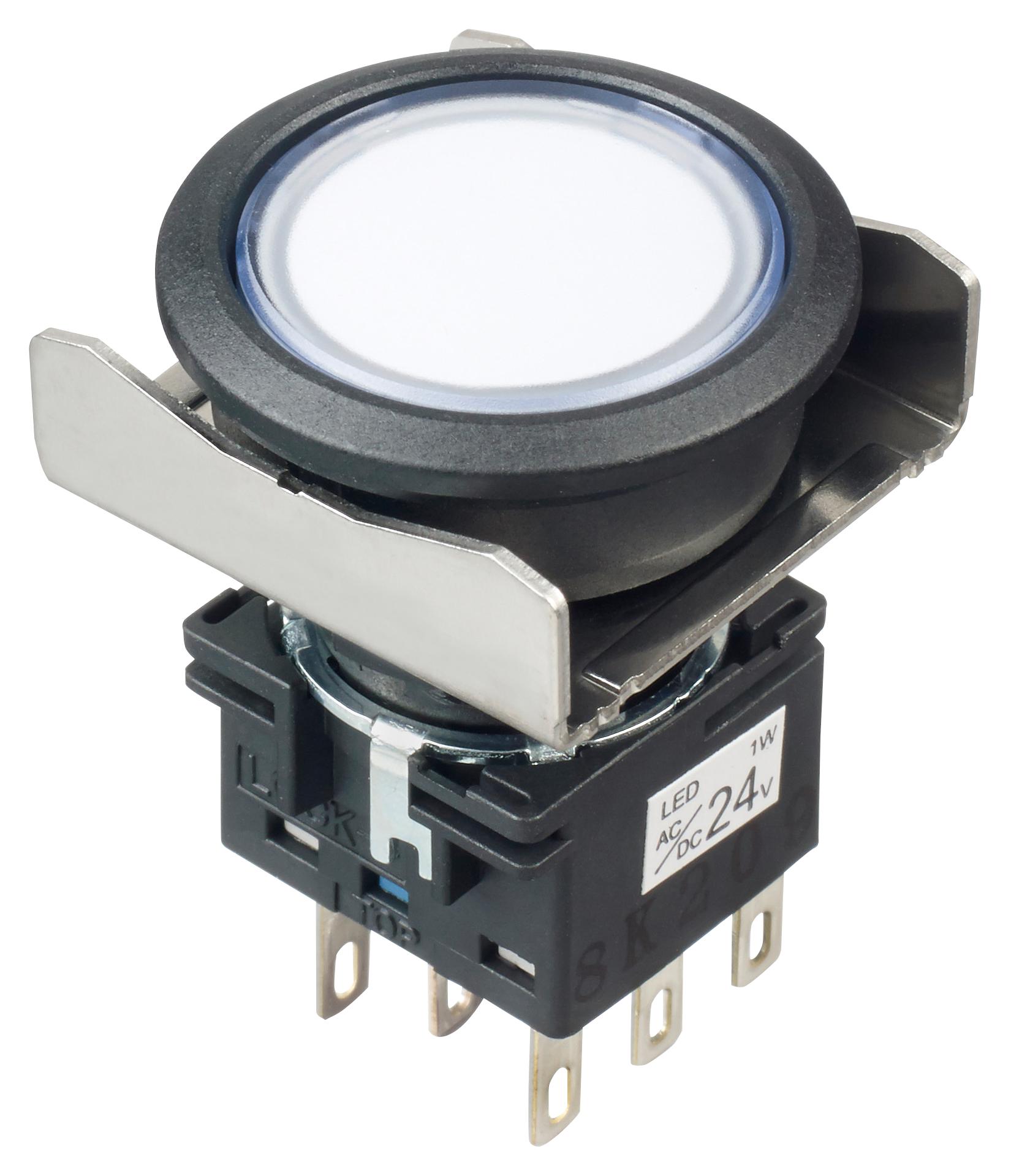 LBW6L-M1RT64PW PB SWITCH, DPDT, 24VAC/DC, SOLDER, WHITE IDEC