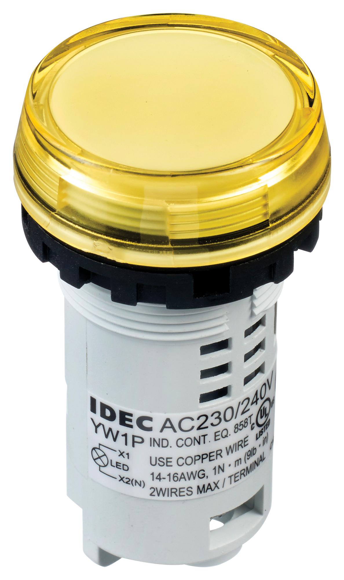 YW1P-1BUQM3Y PILOT LIGHT, YELLOW, 240VAC IDEC