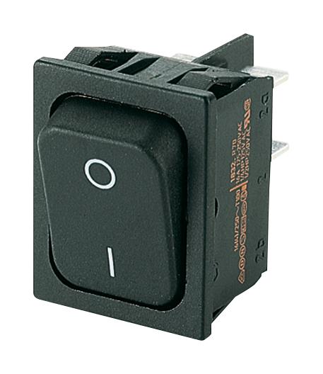 01832.9105-00 ROCKER SWITCH, DPST, 20A, 250VAC, BLACK MARQUARDT