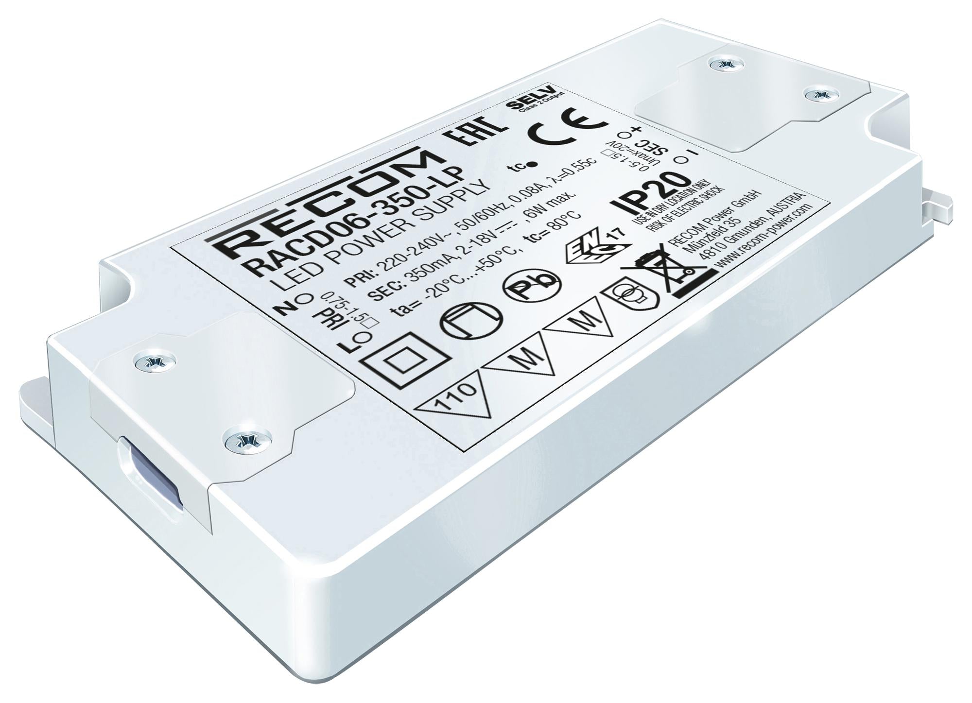 RACD06-700-LP LED DRIVER, SINGLE O/P, CC MODE, 6W RECOM POWER