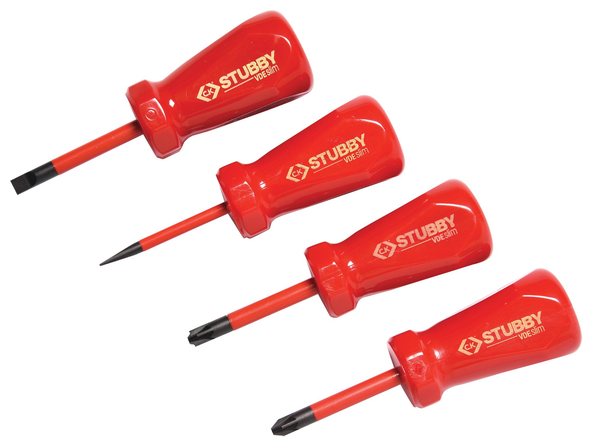 T48349 STUBBY VDE SLIM SCREWDRIVER SET, 4PCS CK TOOLS
