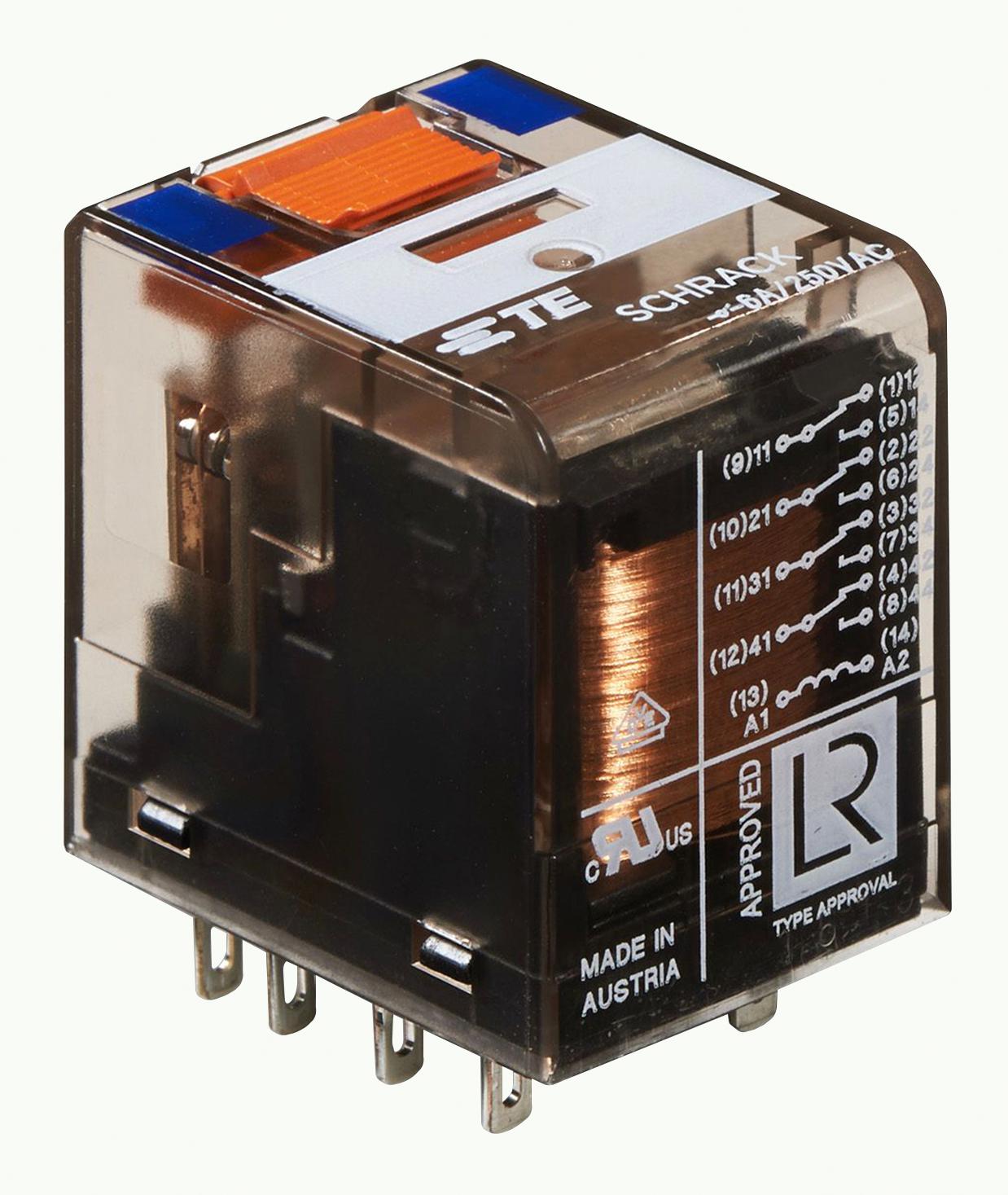 PT570060 POWER RELAY, 4PDT, 6A, 240VAC, SOCKET SCHRACK - TE CONNECTIVITY