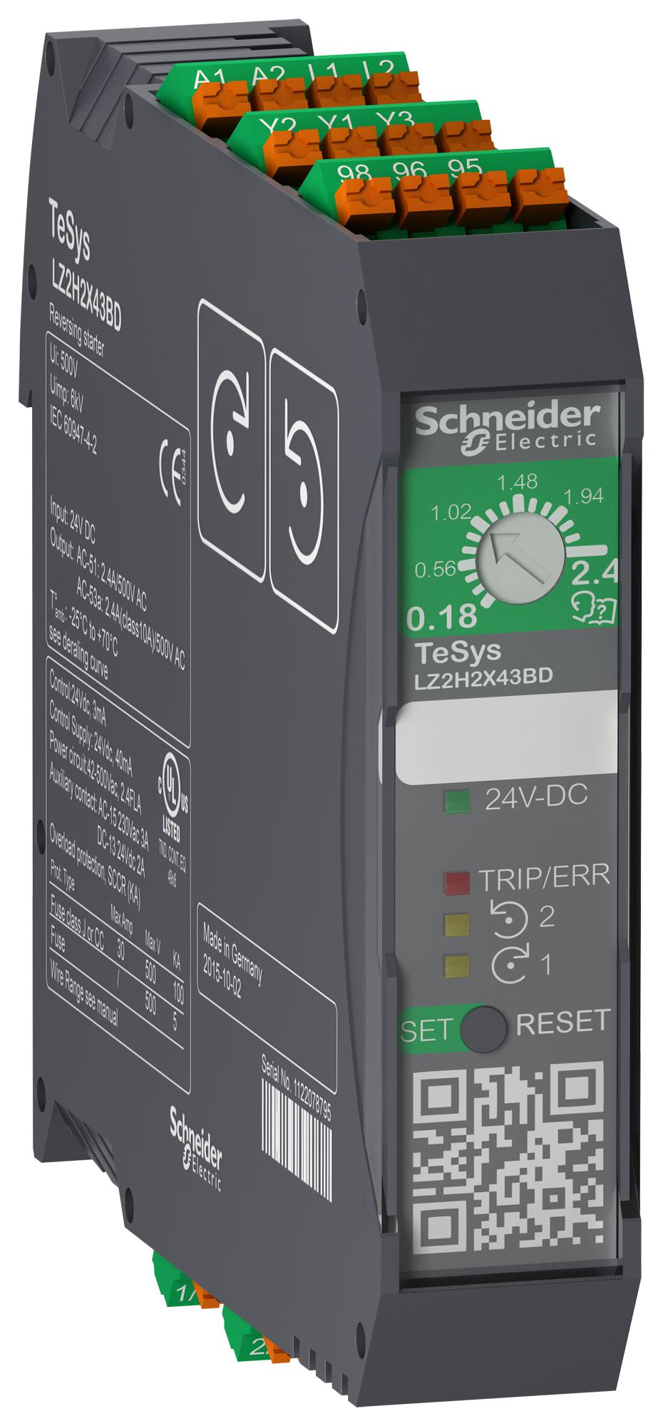 LZ2H2X43BD DOL MOTOR STARTER, 3-PH, 1.1KW, 500VAC SCHNEIDER ELECTRIC