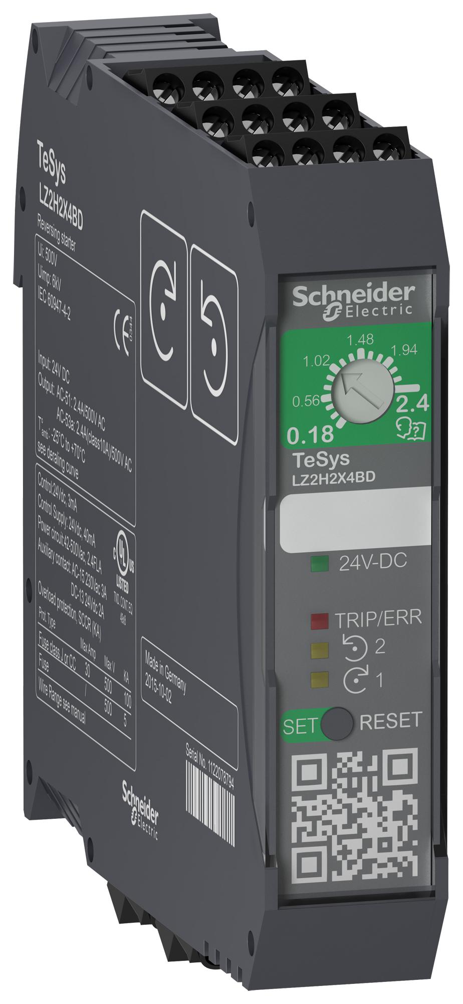 LZ2H2X4BD DOL MOTOR STARTER, 3-PH, 1.1KW, 500VAC SCHNEIDER ELECTRIC
