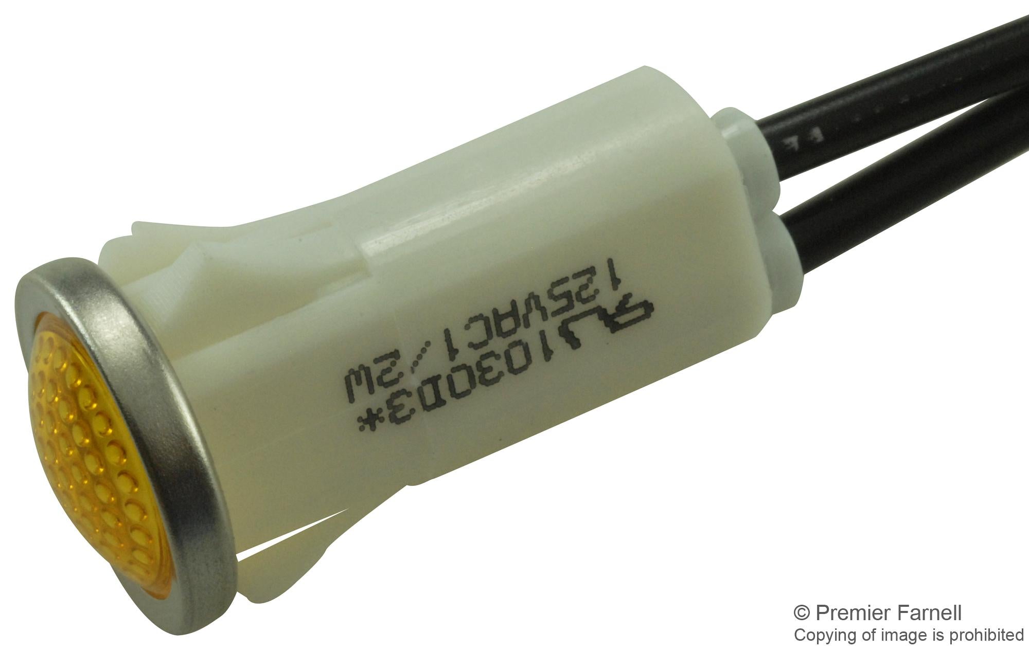 1030D3 NEON INDICATOR, AMBER, 12.7MM, WIRE LEAD VCC (VISUAL COMMUNICATIONS COMPANY)