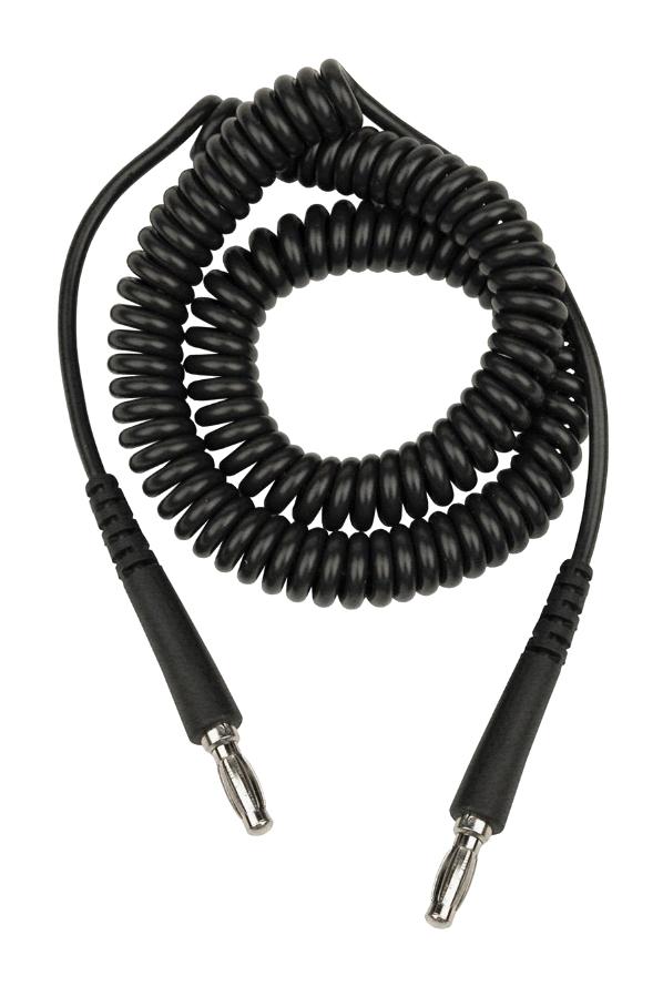 14114 COIL CORD, BANANA PLUG, BLACK, 20FT DESCO
