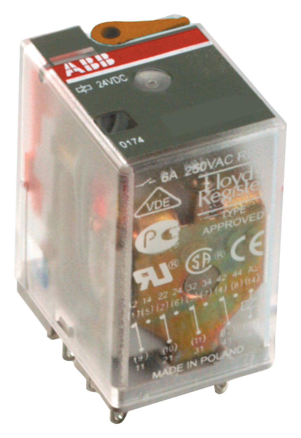 1SVR405613R3100 POWER RELAY, 4PDT, 6A, 250V, SOCKET ABB