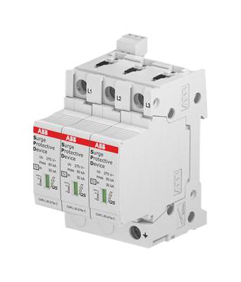 OVR T2 3L 80-275S P TS QS MAINS SURGE PROTECTOR, 275VAC, DIN RAIL ABB - SOULE
