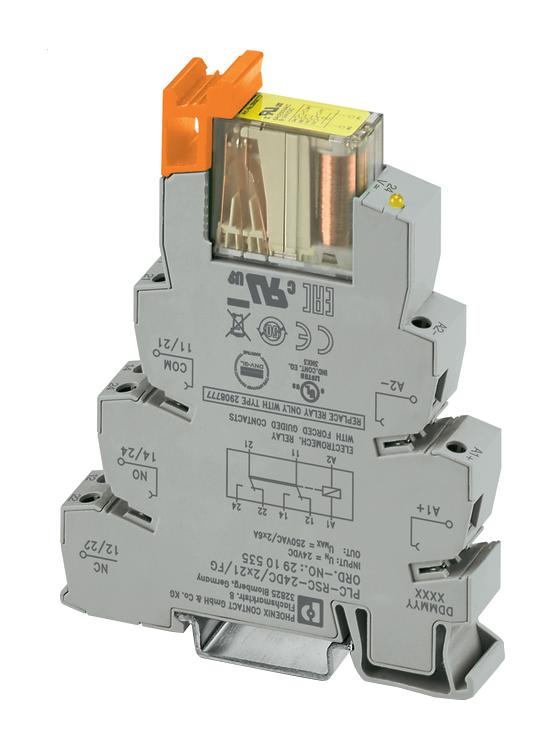 2910535 RELAY MODULE, DPDT, 6A, 24VDC, DIN RAIL PHOENIX CONTACT