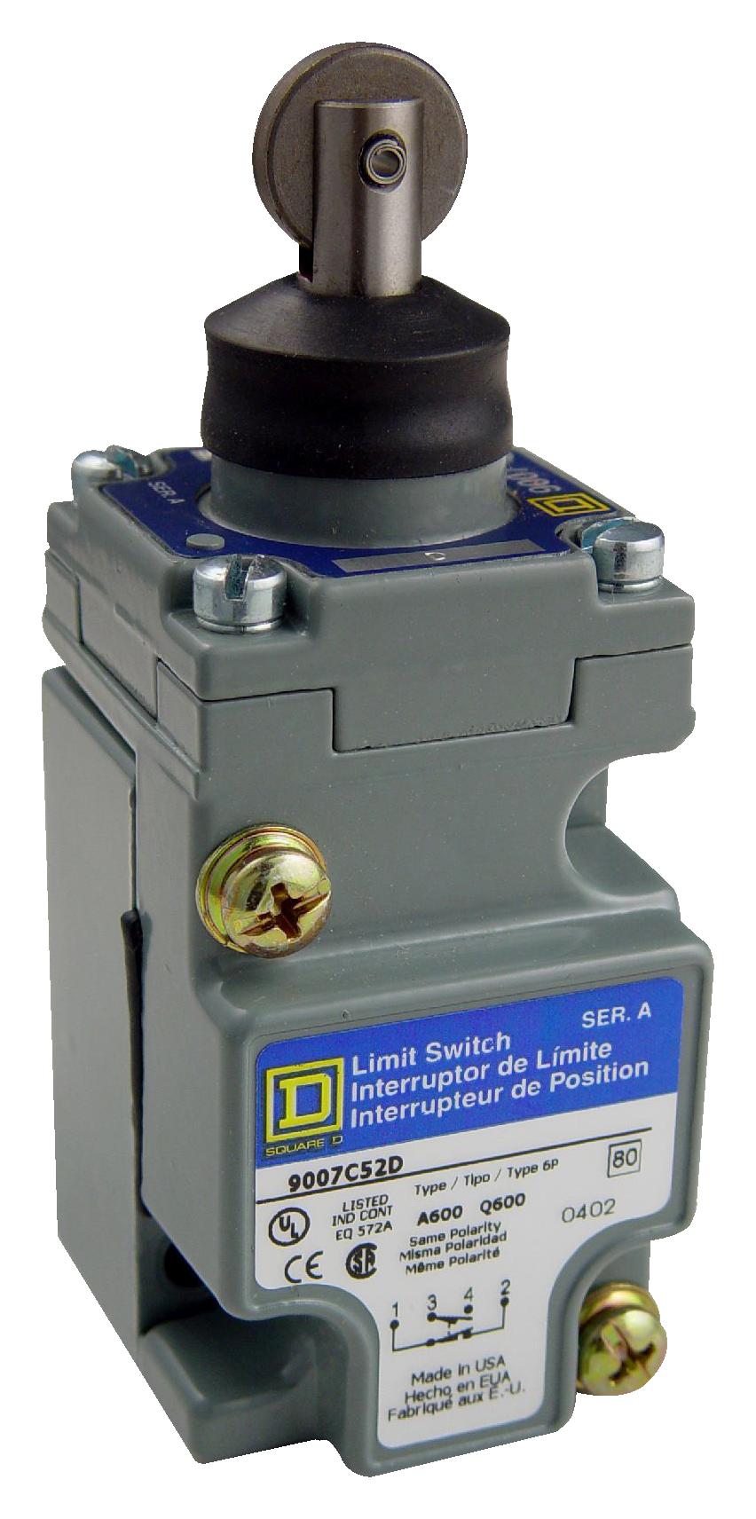 9007C52D LIMIT SWITCH, SPDT, ROLLER PLUNGER SCHNEIDER ELECTRIC