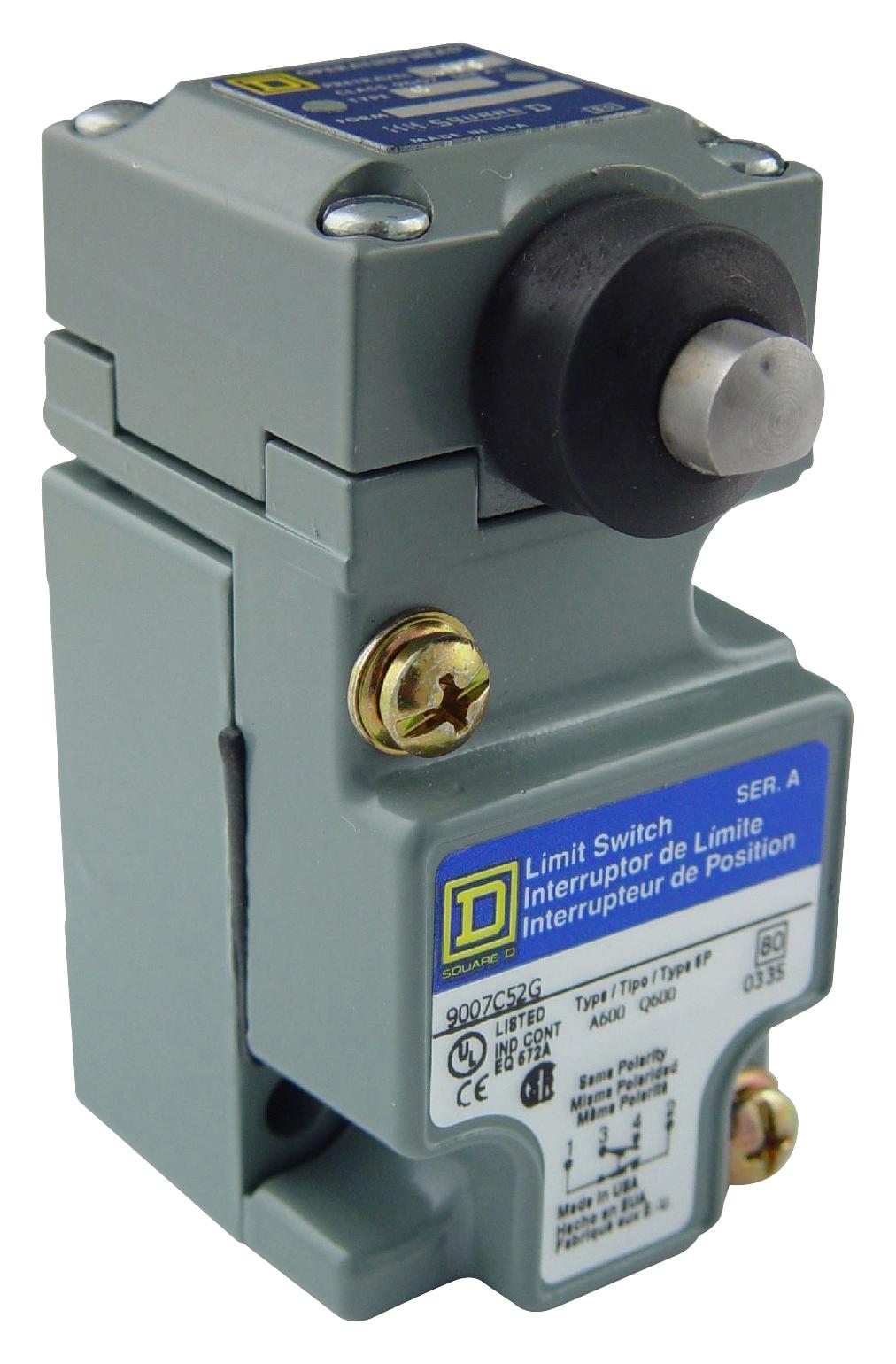 9007C52G LIMIT SW, PLUNGER, SPDT-DB, 6A, 120V TELEMECANIQUE SENSORS