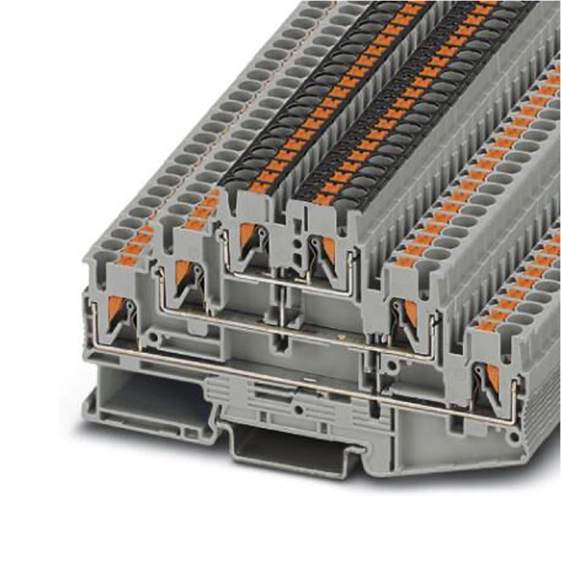 PT 2,5-3PV DINRAIL TERMINAL BLOCK, 6WAY, 12AWG, GRY PHOENIX CONTACT