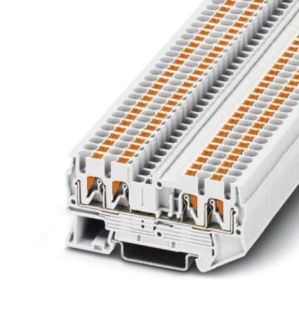 PT 2,5-QUATTRO WH DINRAIL TERMINAL BLOCK, 4WAY, 12AWG, WHT PHOENIX CONTACT