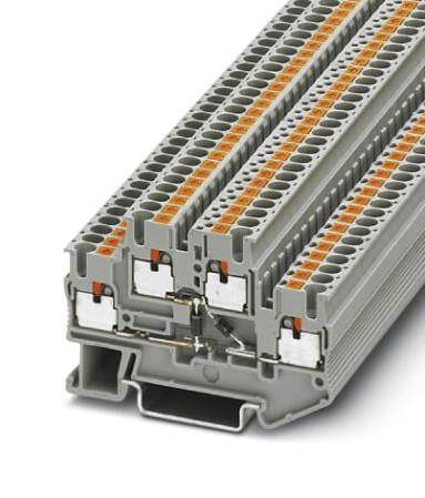 PTTB 2,5-2DIO/UL-O/UR-O DINRAIL TERMINAL BLOCK, 4WAY, 12AWG, GRY PHOENIX CONTACT