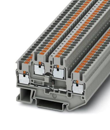 PTTB 2,5-DIO/O-U DINRAIL TERMINAL BLOCK, 4WAY, 12AWG, GRY PHOENIX CONTACT