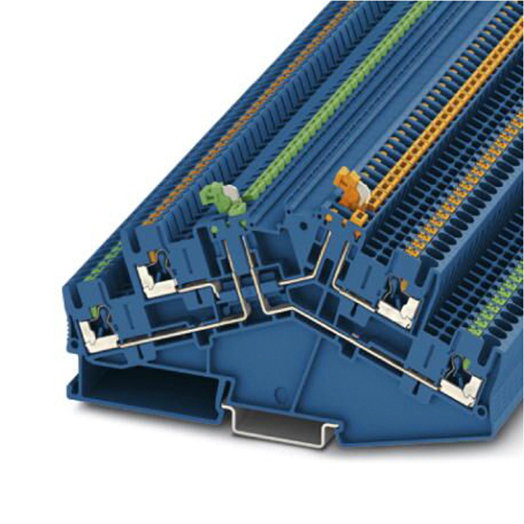 PTTBS 2,5-2MTB BU DINRAIL TERMINAL BLOCK, 4WAY, 12AWG, BLU PHOENIX CONTACT