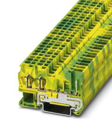 ST 2,5-TWIN/ 1P-PE DINRAIL TERMINAL BLOCK, 3WAY, 12AWG PHOENIX CONTACT
