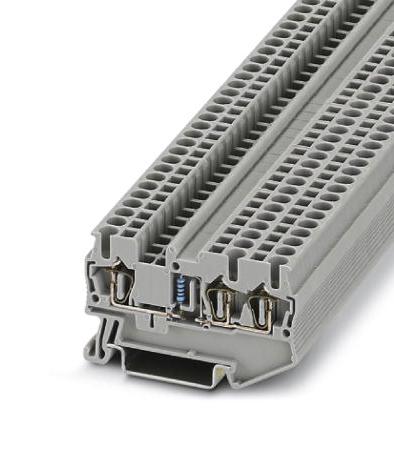 ST 2,5-TWIN-R1K 0,6W DINRAIL TERMINAL BLOCK, 3WAY, 12AWG, GRY PHOENIX CONTACT