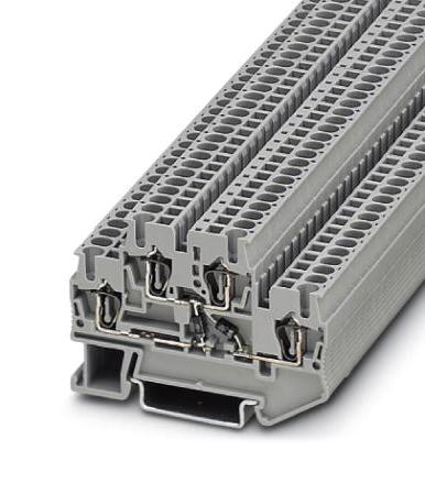 STTB 2,5-2DIO/O-UL/O-UR DINRAIL TERMINAL BLOCK, 4WAY, 12AWG, GRY PHOENIX CONTACT
