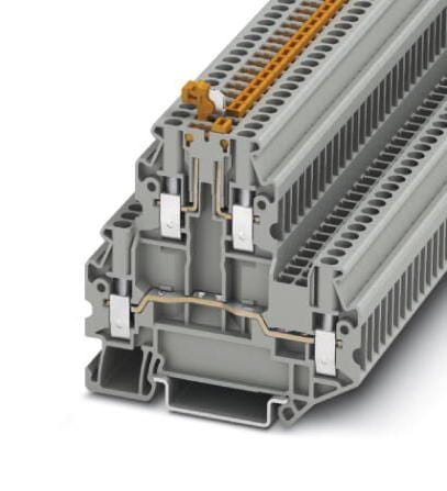 UTTB 2,5-MT-P/P DINRAIL TERMINAL, 4WAY, 12AWG, GRY PHOENIX CONTACT