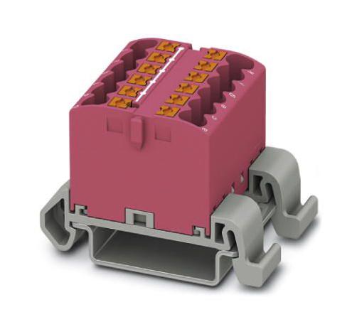 PTFIX 12X2,5-NS35A PK TB, DISTRIBUTION BLOCK, 12P, 12AWG, PINK PHOENIX CONTACT