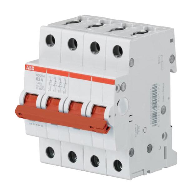 SD204/50 LOAD BREAK SWITCH, 4 POLE, 50A, 440V ABB