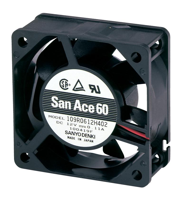 109R0605H4021 DC AXIAL FAN, 18.7CU.FT/MIN, BALL, 60MM SANYO DENKI