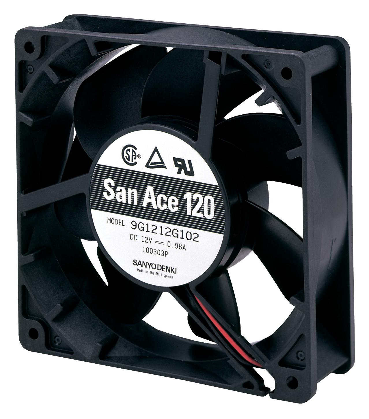 9G1224H102 AXIAL FAN, 120MM, 2.8M3/MIN, 39DBA, 24V SANYO DENKI
