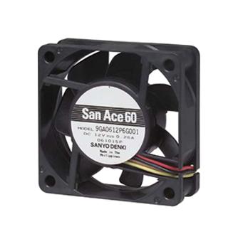 9GA0624H6001 DC AXIAL FAN, 18.4CU.FT/MIN, BALL, 60MM SANYO DENKI