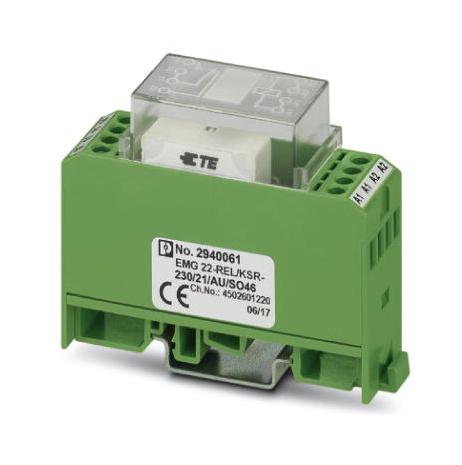 EMG 22-REL/KSR-230/21/AU/SO46 RELAY MODULE, 0.5A, 150VDC/125VAC PHOENIX CONTACT