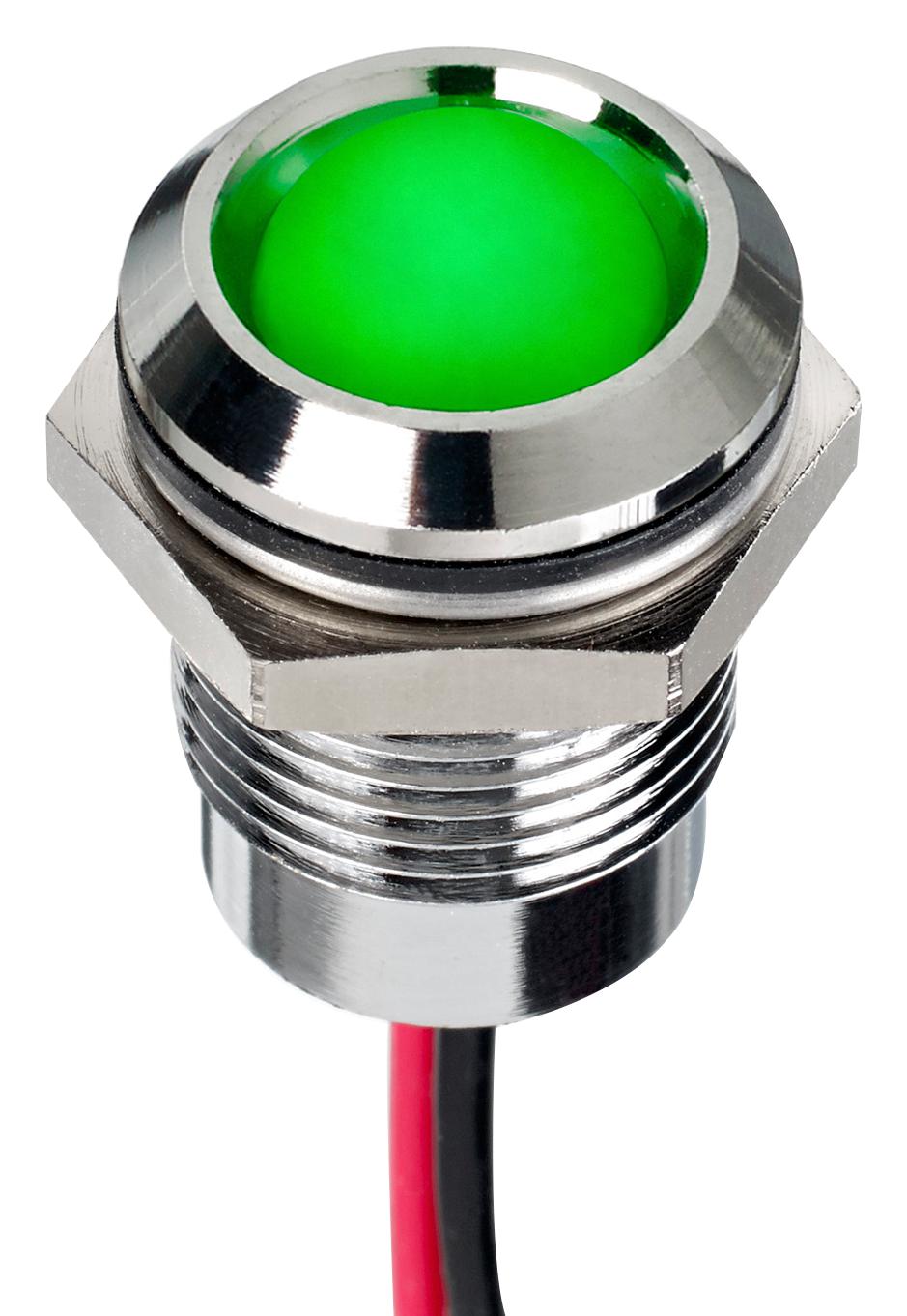 Q14P5CXXHG24E LED PANEL INDICATOR, GREEN, 14MM, 24VDC APEM