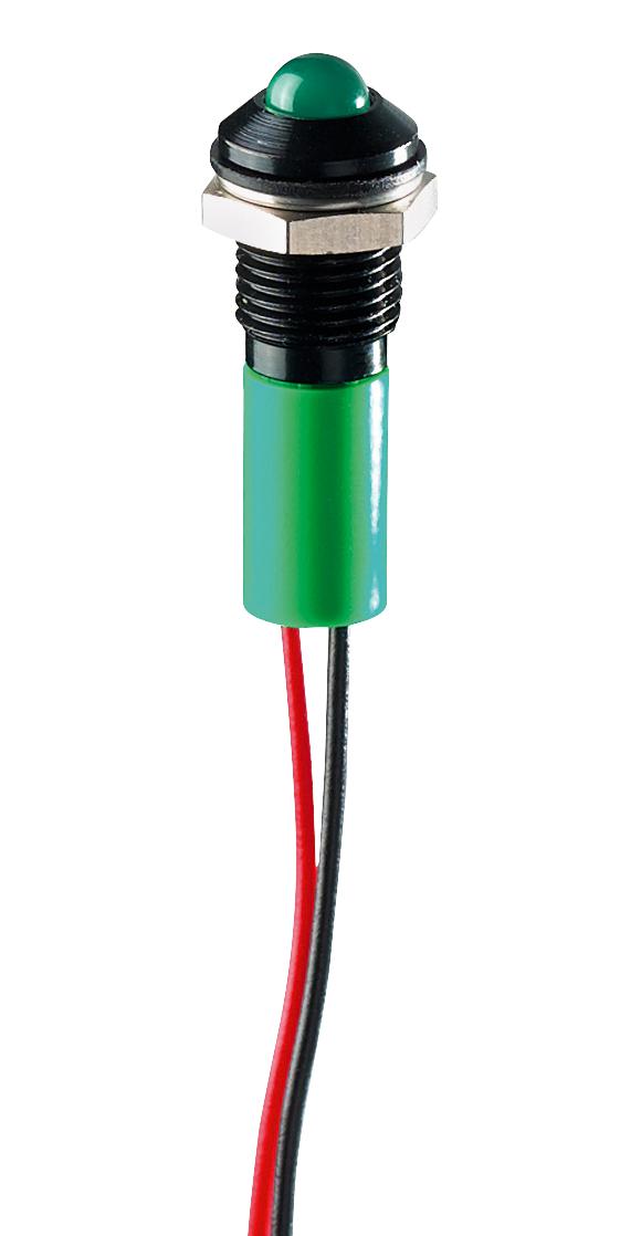 Q8P3BXXG12E LED PANEL INDICATOR, GREEN, 8MM, 12VDC APEM