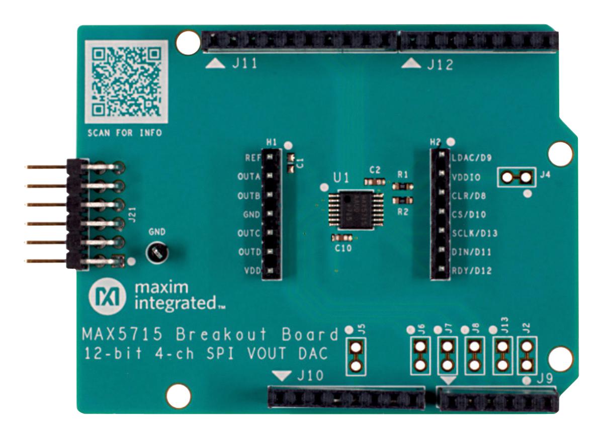 MAX5715BOB# BREAKOUT BOARD, 12-BIT, 4-CHANNEL DAC MAXIM INTEGRATED / ANALOG DEVICES