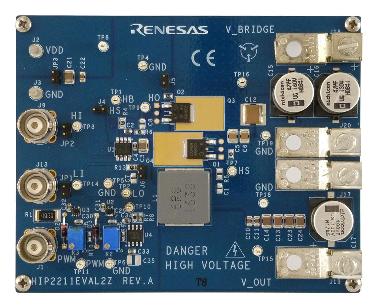 HIP2211EVAL2Z EVALUATION BOARD, HALF BRIDGE DRIVER RENESAS