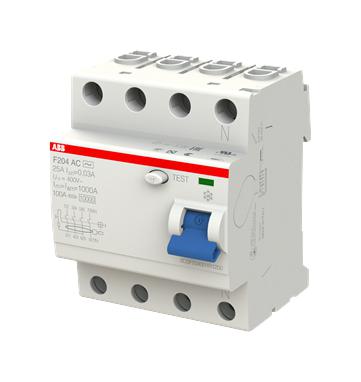 2CSF204001R1250 F204AC-25/0.03 4P RCD 25A 30MA ABB