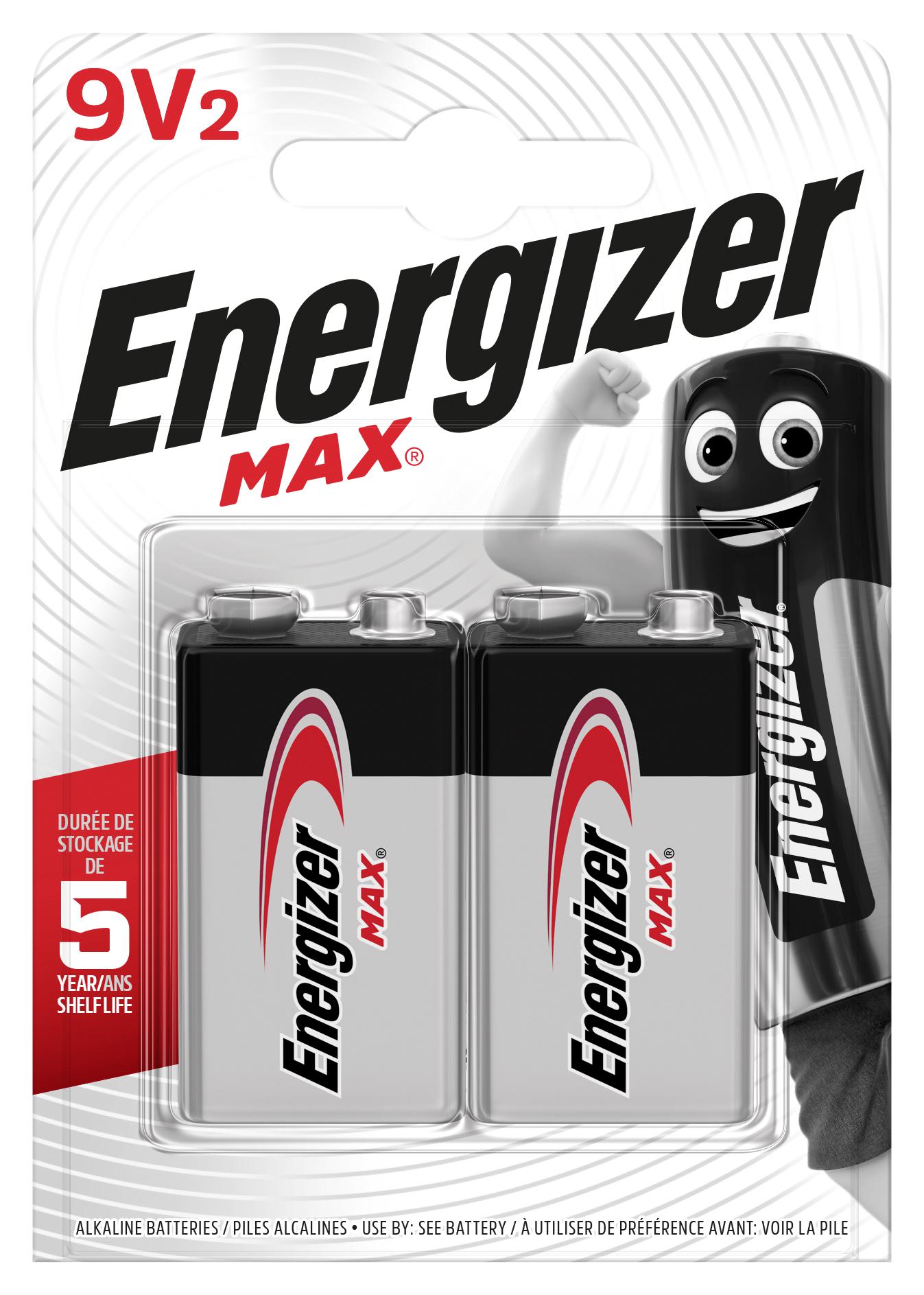 E301530500 BATTERY, ALKALINE, 9V, E, PK2 ENERGIZER