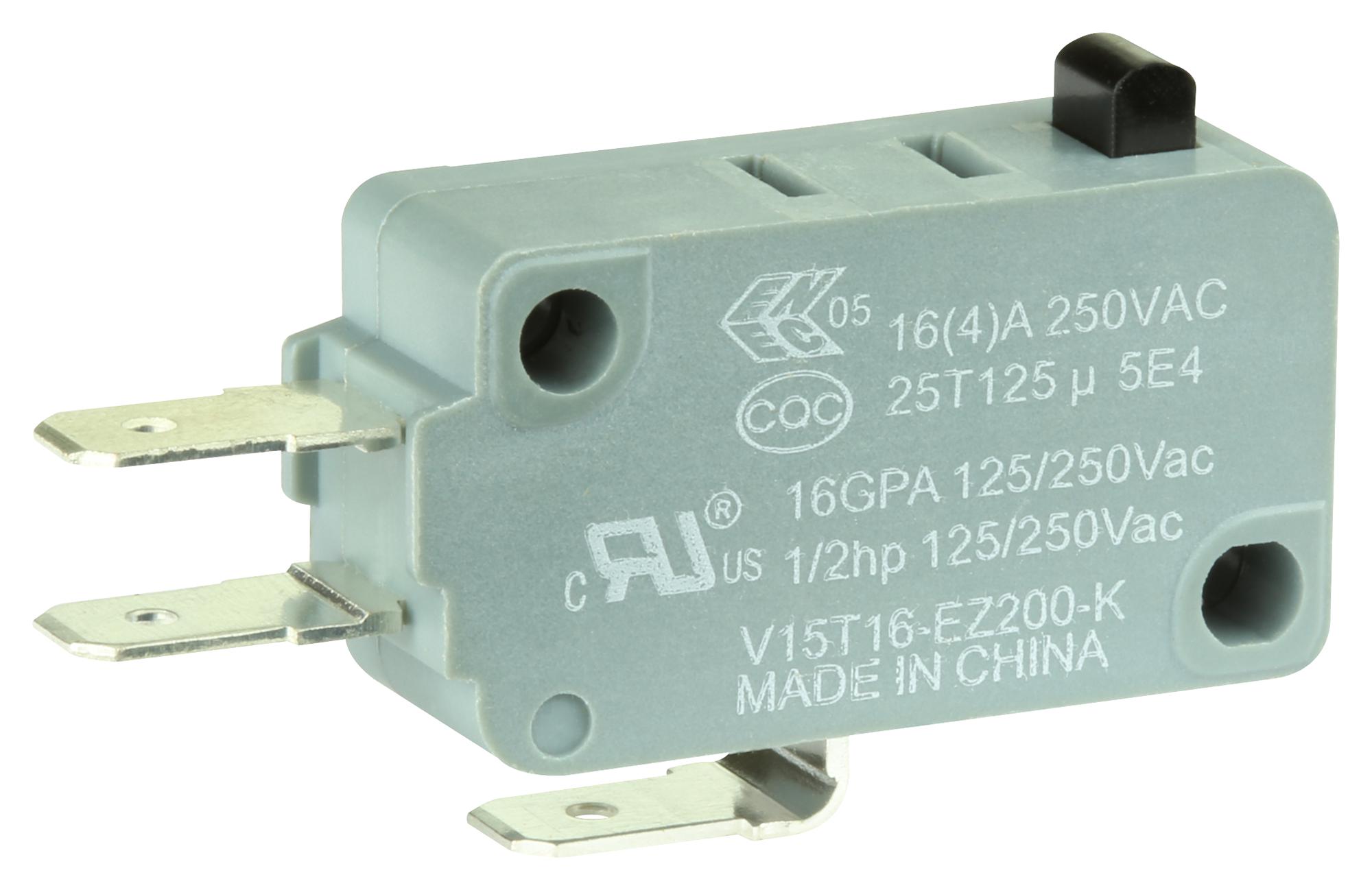 V15T16-EZ200-K MICROSWITCH, SPDT, PLUNGER, 16A, 250VAC HONEYWELL