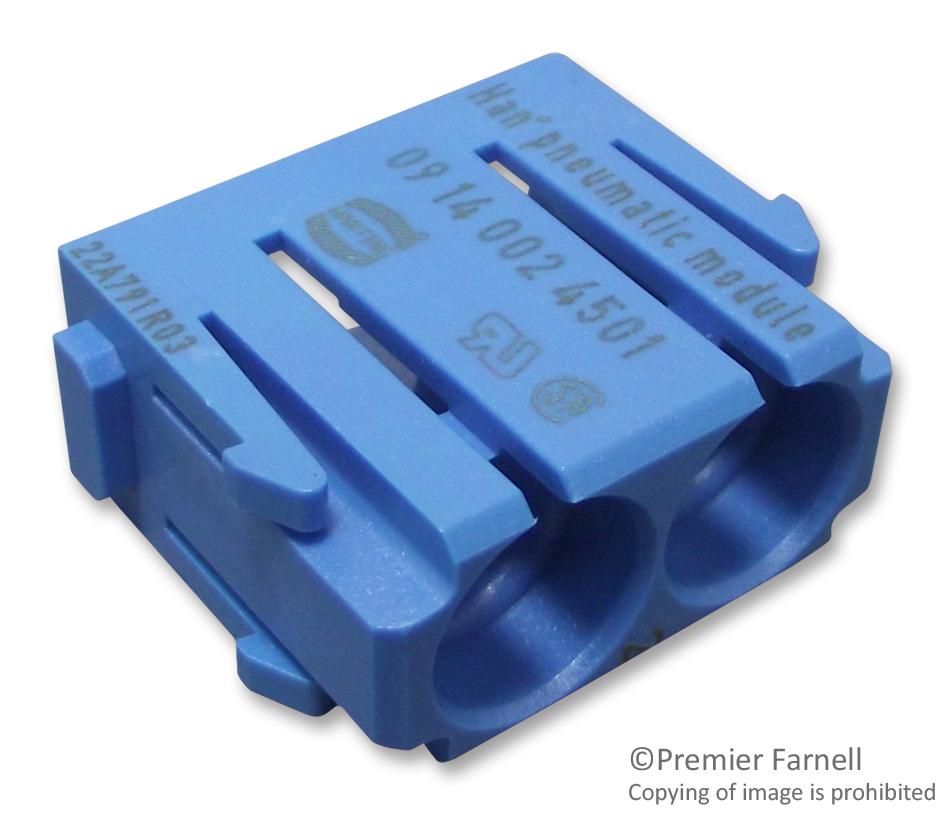 09 14 002 4501 MODULE, MALE, PNEUMATIC, 2 WAY HARTING