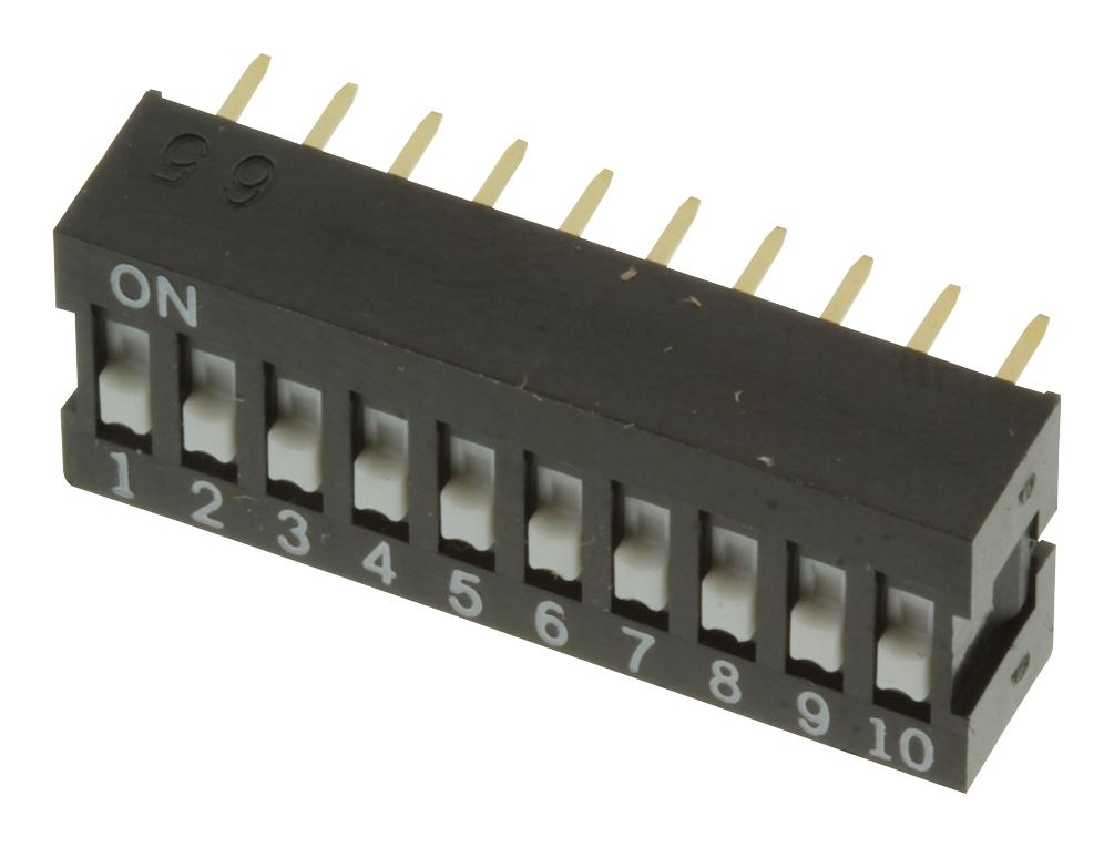 A6E-0101-N DIP SW, SPST, 0.025A, 24V, 10POS, THT OMRON