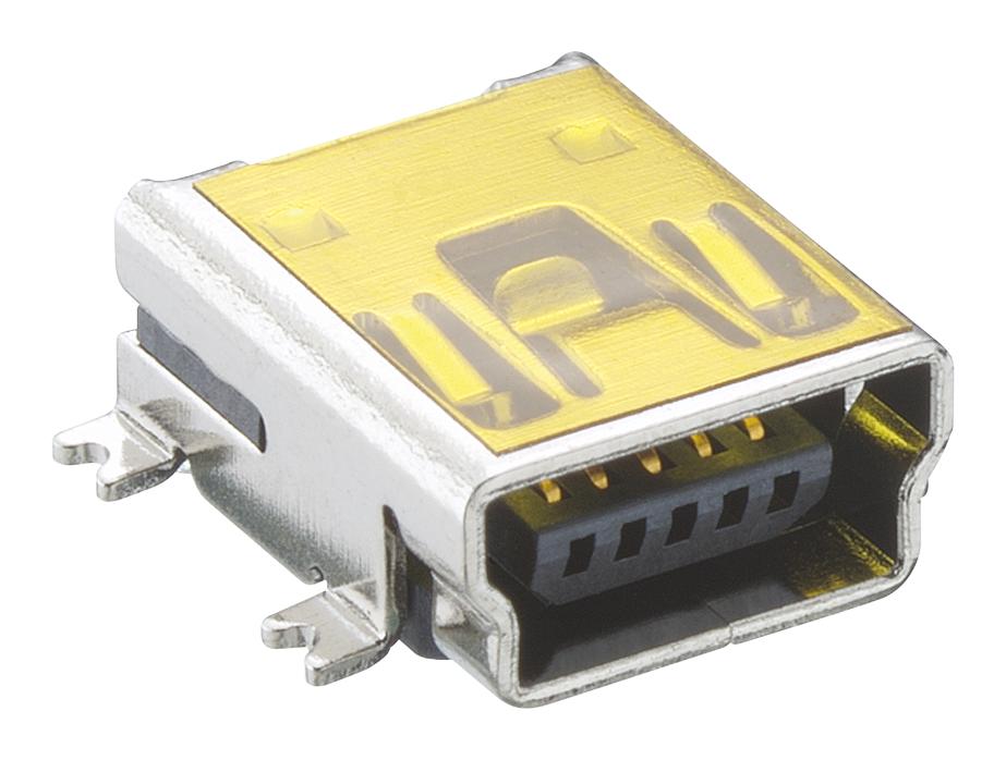 2486 04 MINI USB CONN, 2.0 TYPE B, R/A RCPT/5POS LUMBERG