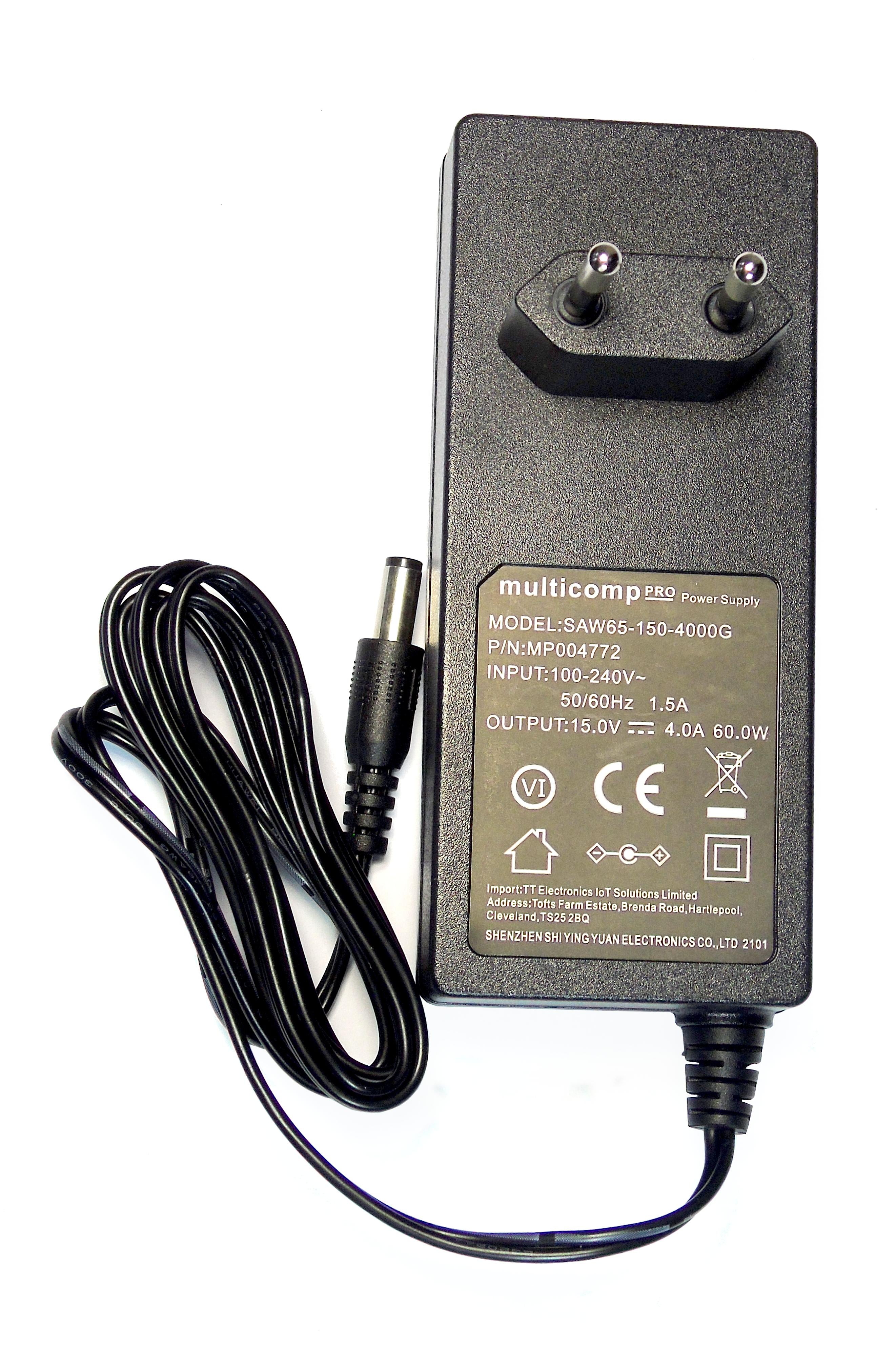 MP004772 ADAPTER, AC-DC, 15V, 4A MULTICOMP PRO