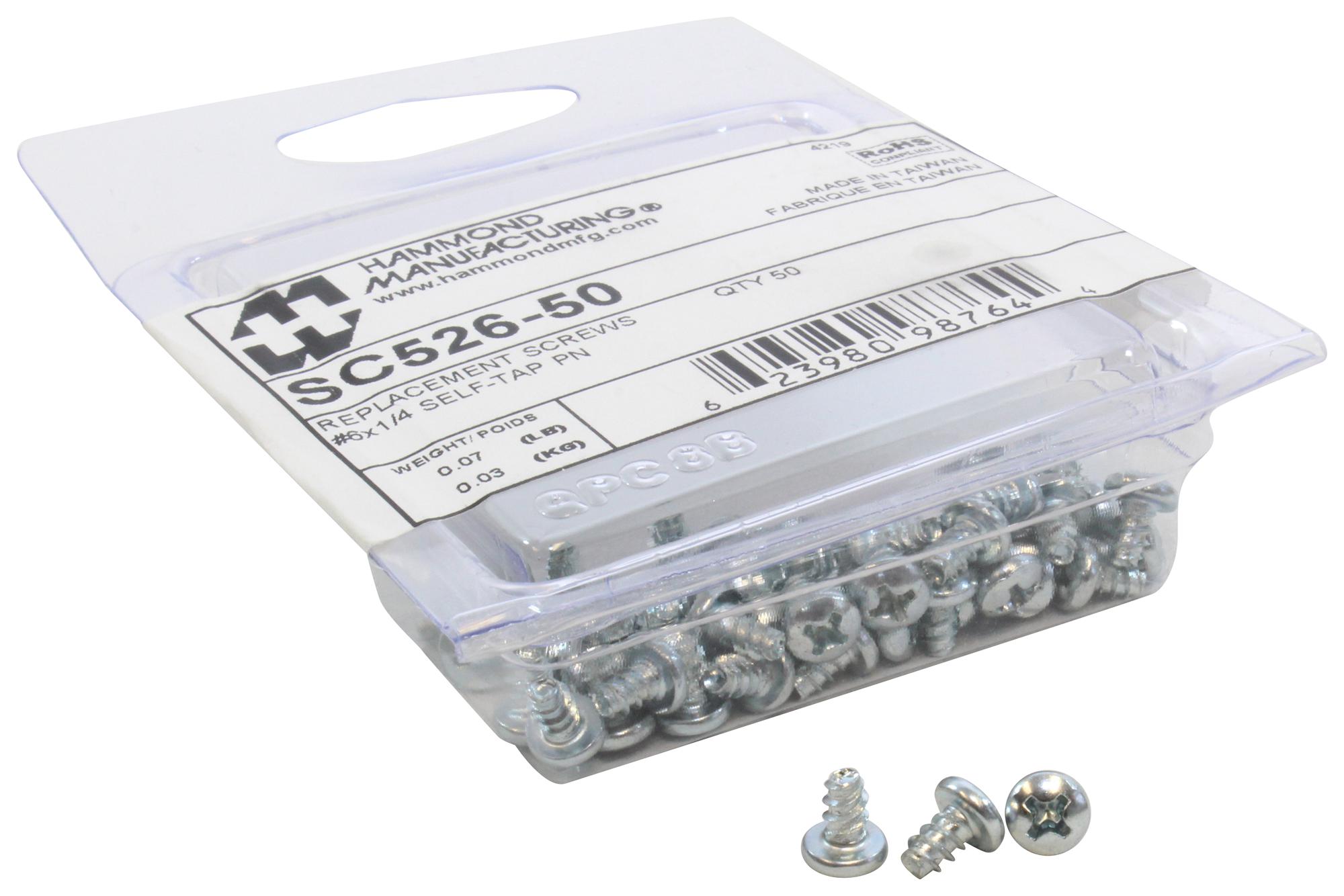 SC526-50 PCB MOUNTING SCREW, ENCLOSURE, #6 X 1/4" HAMMOND