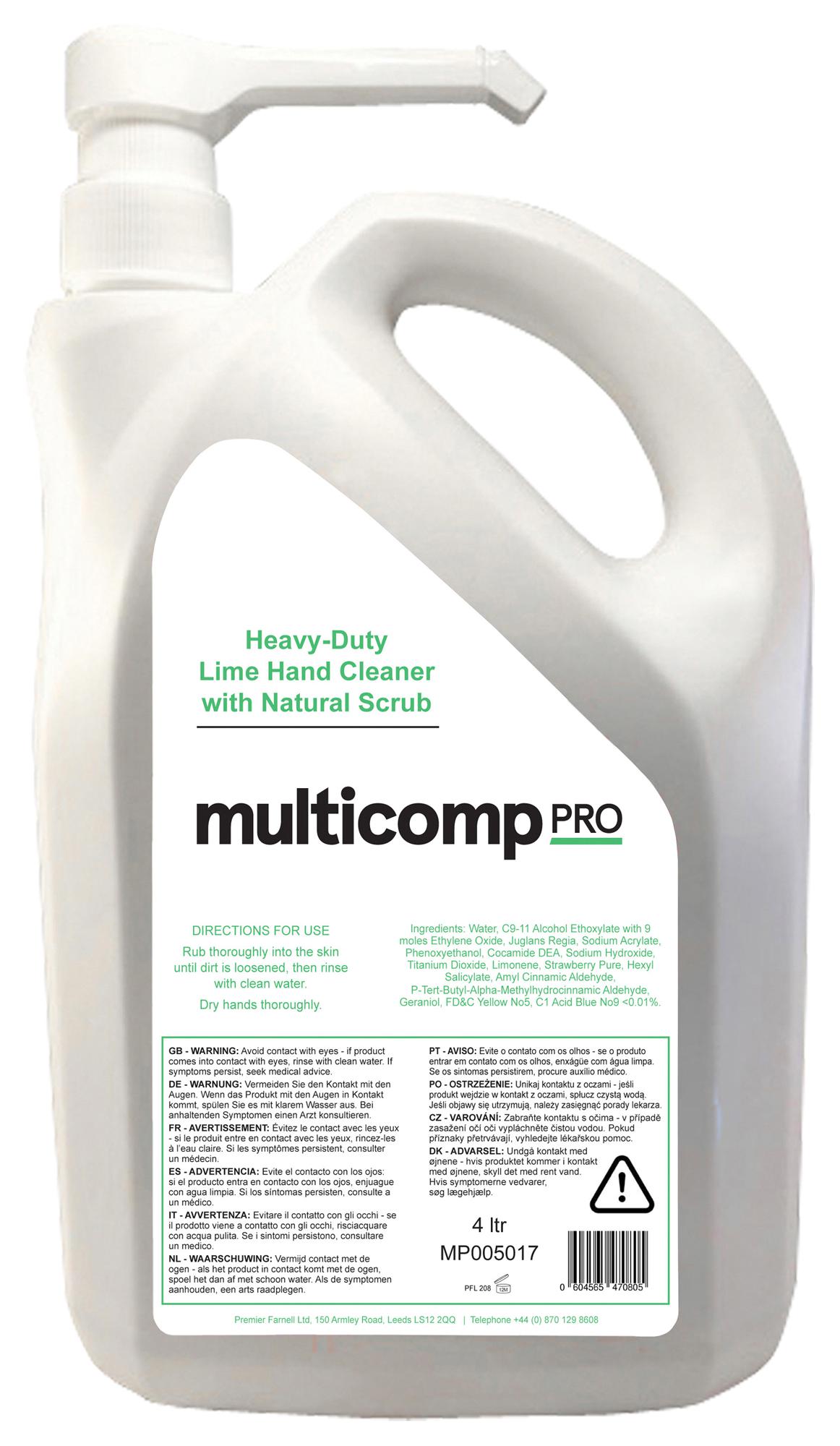 MP005017 LIME HAND CLEANER, 4L, PUMP BOTTLE MULTICOMP PRO