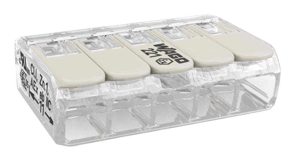 221-485 TERMINAL BLOCK, PLUGGABLE, 5POS, 12AWG WAGO