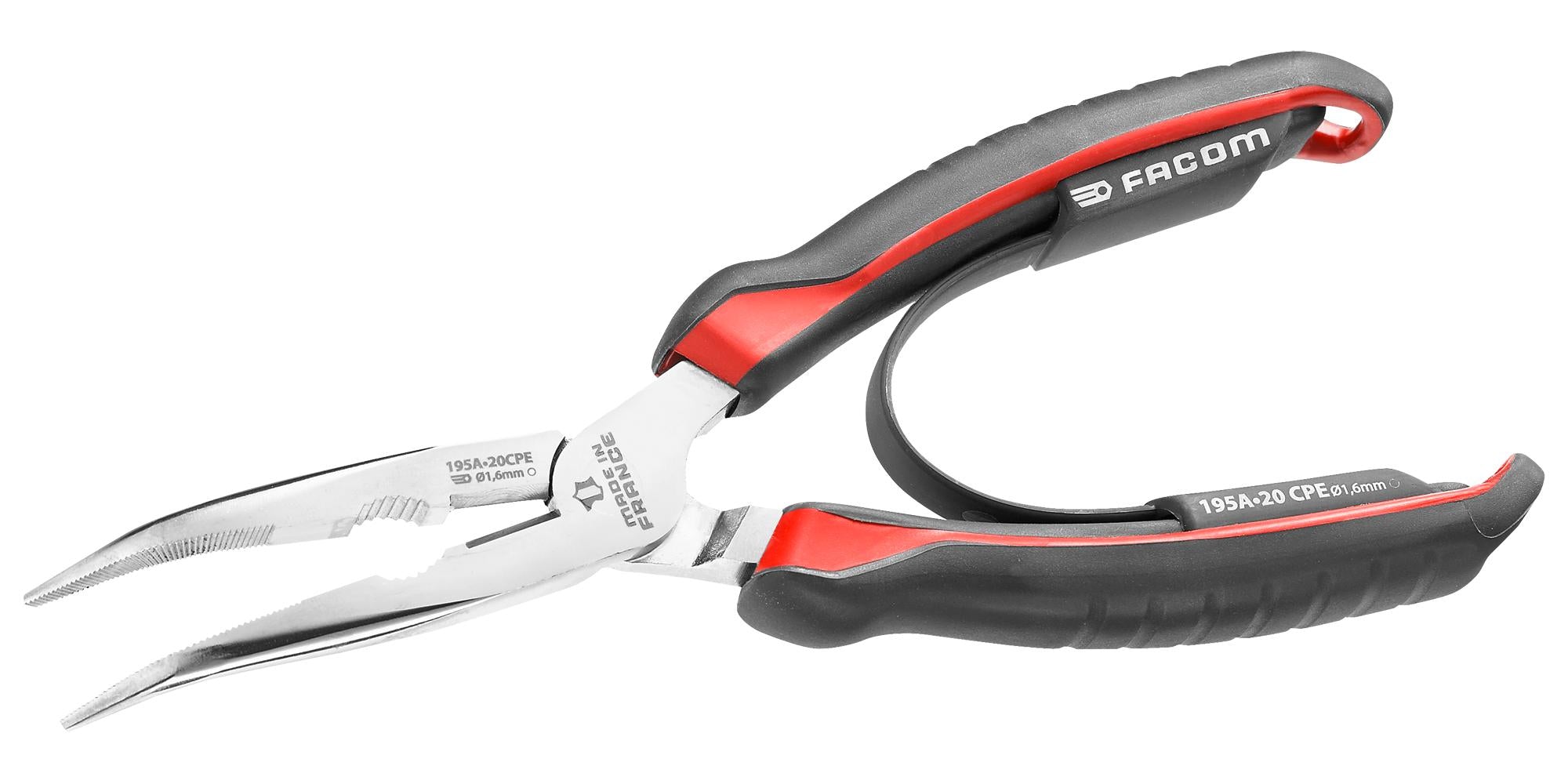 195A.20CPE PLIER, LONG HALF ROUND BENT NOSE, 200MM FACOM