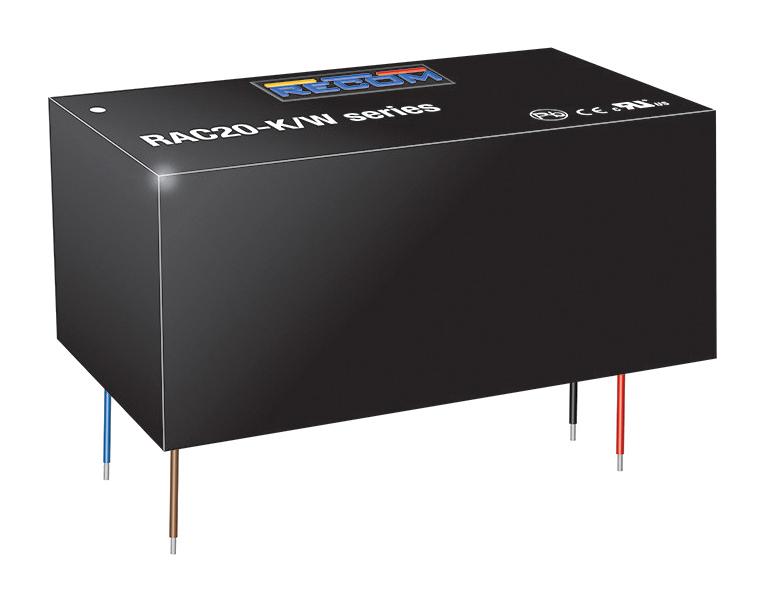 RAC20-24SK/W POWER SUPPLY, AC-DC, 24V, 0.833A RECOM POWER